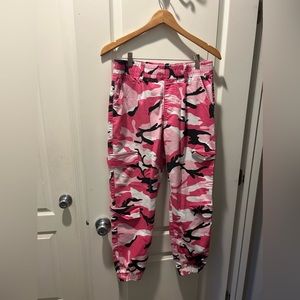 Pink cargo camo pants